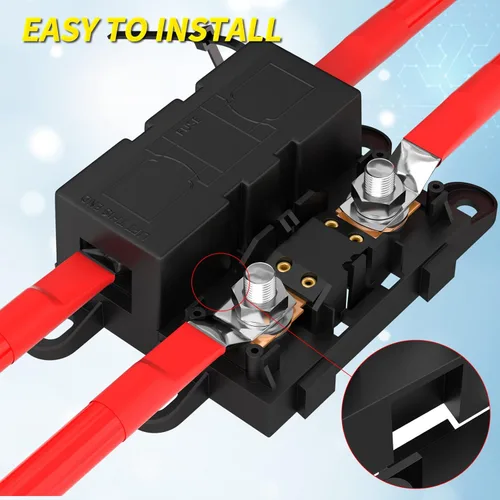 Miniatura 4 de Joinfworld MEGA - Portafusibles con fusible de 80 A, portafusibles automotrices con cubierta para automóviles, camiones, vehículos de construcción