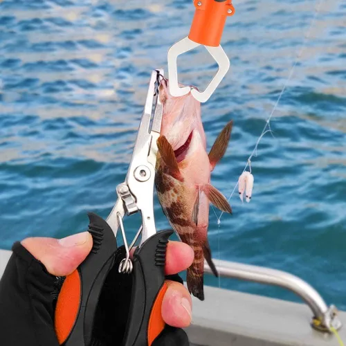 Miniatura 3 de mouhike Kit de herramientas de pesca, alicates de pesca, pinza de labios de pescado, removedor de anzuelos de pesca, báscula digital de pesca