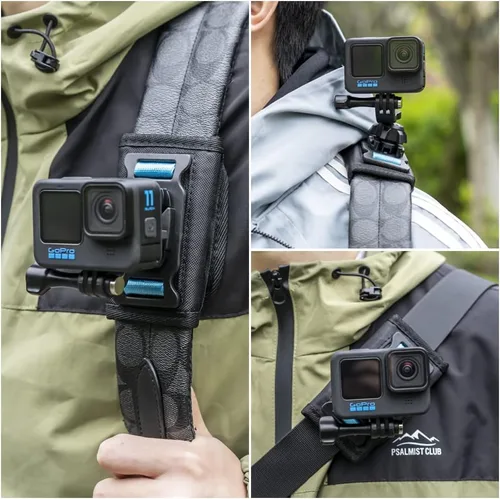 Miniatura 6 de Mochila para mochila con gancho universal en J de bola compatible con GoPro Hero 13/12/11/10/9/8/7/(2018)/6/5 Negro, DJI Osmo Action 5 pro/4/3