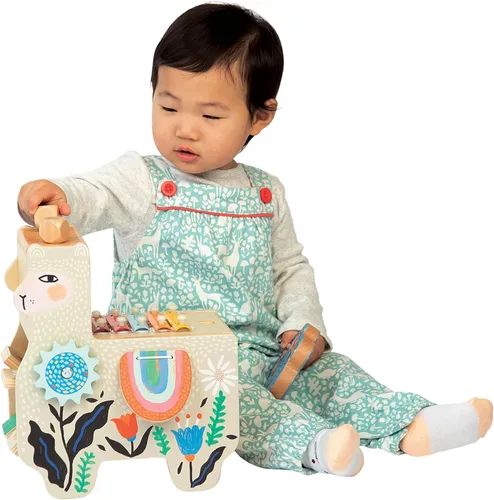 Miniatura 4 de Manhattan Toy Instrumento musical de madera de llama para niños pequeños con maracas, alforjas que hacen clic, baquetas, cepillo de lavar y xilófono
