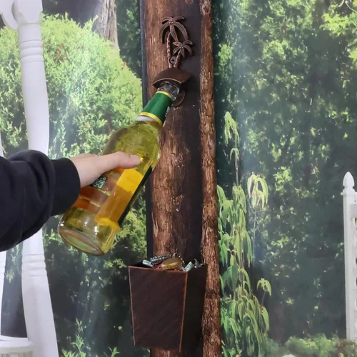 Miniatura 3 de Abrebotellas vintage de montaje en pared, abrebotellas de palmera, cerveza, con captador para tapas al aire libre, para regalos temáticos de playa