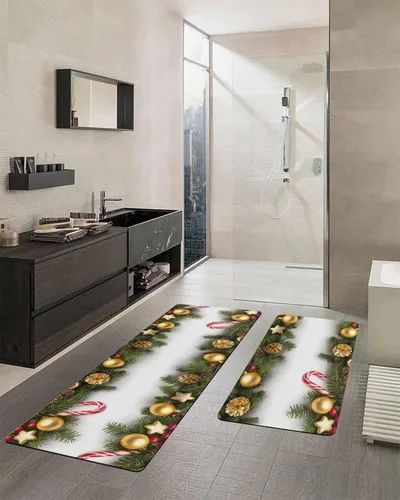 Miniatura 2 de Tapete de baño de Navidad para bañera, antideslizante, de secado rápido y absorbente, tierra de diatomeas, fregadero, dormitorio, cocina, lavable