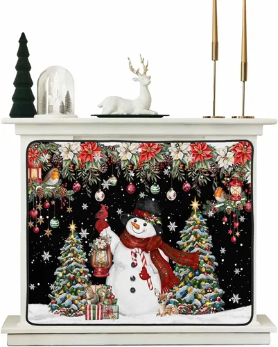 Miniatura 30 de Cubierta magnética azul para chimenea, detiene la pérdida de calor, pantalla de chimenea para interiores, bolas de gnomos de Navidad, árbol de copo