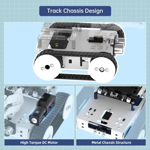 Miniatura 7 de Qtruck - Robot inteligente 4 en 1 para programación Micro:bit V2, proyecto STEM, kit de robot educativo, auto tanque rastreado para principiantes