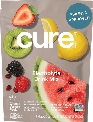 Miniatura 6 de Cure Hydration Mezcla de bebida con electrolitos a base de plantas Sin azúcar añadida FSA-HSA Polvo para alivio de deshidratación hecho