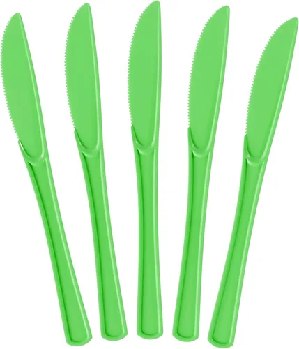 Miniatura 25 de Exquisite Cuchillos desechables de plástico azul claro, 100 piezas, cubiertos desechables de plástico azul claro resistente, cubiertos desechables