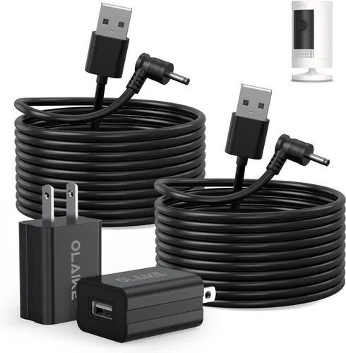 Miniatura 12 de OLAIKE Paquete de 2 cables de carga de 16 pies para batería Ring Stick Up Cam/Plug-in y Ring Spotlight Cam Battery, adaptador de corriente