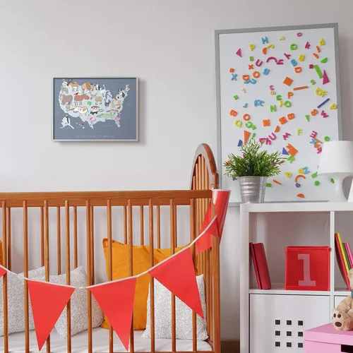 Miniatura 2 de Stupell Industries Mapa de Estados Unidos con ilustraciones de animales juguetones, diseñado por Carla Daly Gray - Arte de pared enmarcado de 11 x