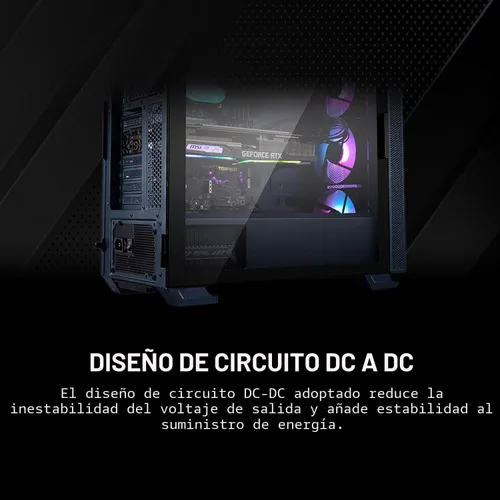 Miniatura 5 de MSI MAG A550BN, fuente de alimentación compacta no modular de 550 W, bronce 80+, ventilador de bajo ruido, diseño PFC activo, garantía de 5 años