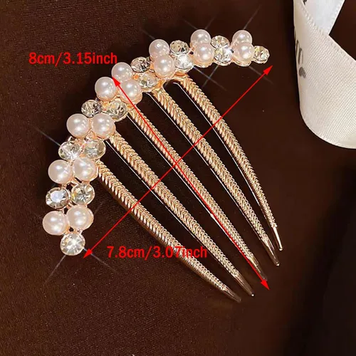 Miniatura 3 de 2 peines laterales de pelo perlado para mujeres y niñas, clips para el cabello de novia con diamantes de imitación, accesorios para el cabello