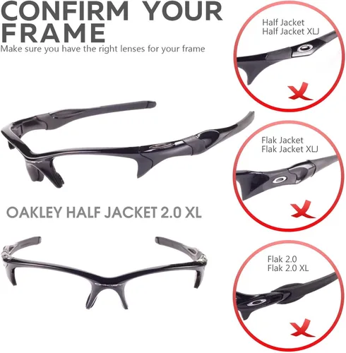 Miniatura 4 de Walleva Lentes de repuesto y kit de goma para lentes de sol Oakley Half Jacket 2.0 XL, múltiples opciones disponibles