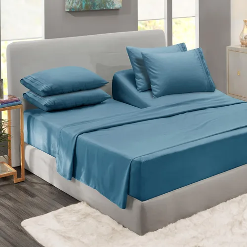 Clara Clark - Juego de sábanas King con Flex Top, 6 piezas - Sábanas de lujo para cama King con cabeza dividida, juego de cama súper suave, King con