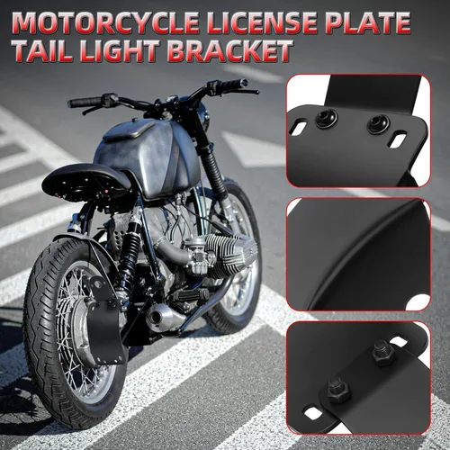 Miniatura 2 de Amazicha Soporte de placa de matrícula de montaje lateral curvado con agujero de eje de 3/4 pulgadas compatible con Harley Touring Sporster Bobber