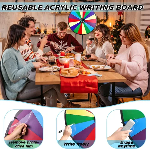 Miniatura 2 de Rueda de premio de 30 pulgadas con trípode plegable, altura ajustable, 18 ranuras, color de borrado en seco, rueda giratoria, juego giratorio