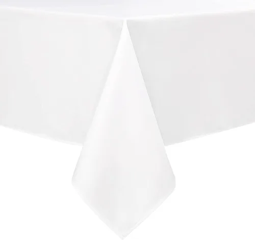 Miniatura 2 de Wewoch Mantel rectangular blanco resistente al agua y lavable de poliéster para mesa de comedor, cocina, fiestas, bodas y uso al aire libre de 60