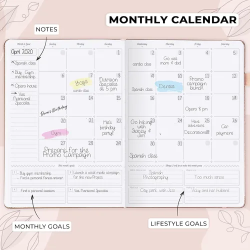 Miniatura 4 de GoGirl Planner PRO Schedule - Agenda sin fecha con ranuras horarias, organizador mensual, semanal y diario, libro de citas para gestión del tiempo