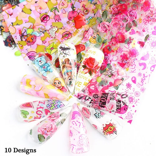 Miniatura 5 de Calcomanías de arte de uñas para el día de San Valentín, calcomanías de transferencia de arte de uñas, suministros de uñas, labios rosas, corazón