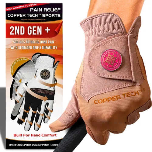 Miniatura 29 de Copper Tech Plus Ladies Golf Gloves Women (2nd Gen) Copper Compression Joint Support with Flexible & Comfortable Fit Tacky Silicone Pad