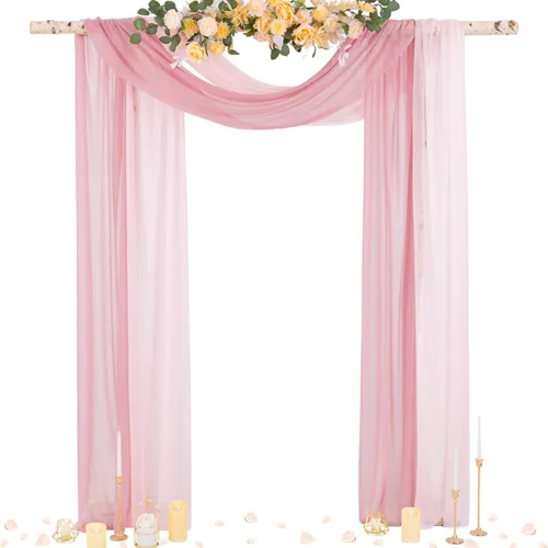 Miniatura 23 de Socomi Tela Transparente de Terracota para Decoración de Bodas Otoñales, Tela de Drapeado 29" x 20 Pies, 1 Panel, Cortina para Arco Exterior