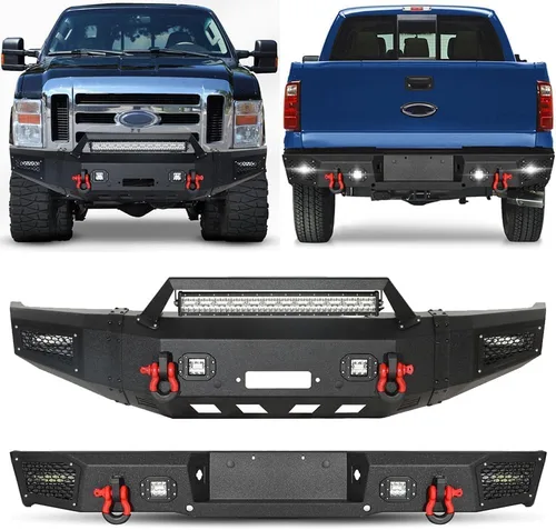 Miniatura 11 de BESTZHEYU Parachoques delantero compatible con F250 F350 F450 2017 2018 2019 2020 2021 2022 con placa de cabrestante y luces LED