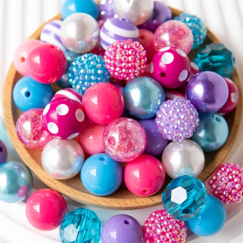 Miniatura 9 de Perlas de goma de burbujas de 20 mm para bolígrafos, perla de 20 mm para artículos ensartados, perlas acrílicas de 20 mm para manualidades, 50