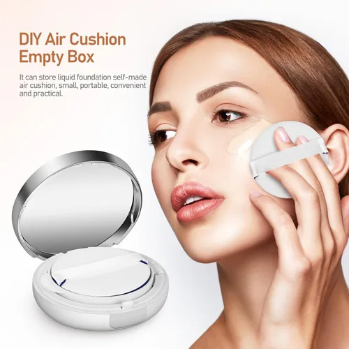 Miniatura 2 de Beaupretty Caja de polvo recargable con hojaldre paquete de 2 contenedores portátiles de polvo sueltos para almacenamiento compacto de maquillaje