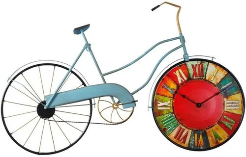 12-Inch Vintage Bicycle Wall Clock, Silent Non-Ticking Metal Decorative Clock for Living Room Bedroom Office