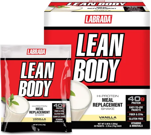 Lean Body - Batido de reemplazo de comida de vainilla todo en uno. 40g de proteína, mezcla de suero MRP, 8g de grasas saludables y fibra, 22