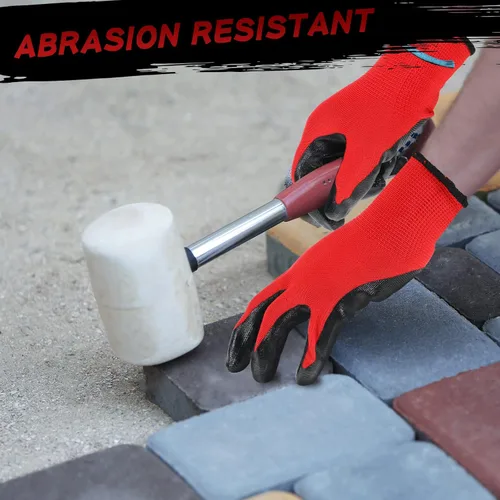 Miniatura 6 de Potchen 36 pares de guantes de trabajo para hombres, guantes de seguridad para trabajo a granel, jardinería, construcción, con agarre recubierto