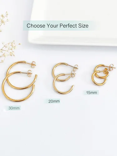 Miniatura 7 de Altitude Boutique Aretes de aro pequeños de oro de 18 quilates para mujer, aretes de tubo fino chapados en oro, ligeros, hipoalergénicos y gruesos