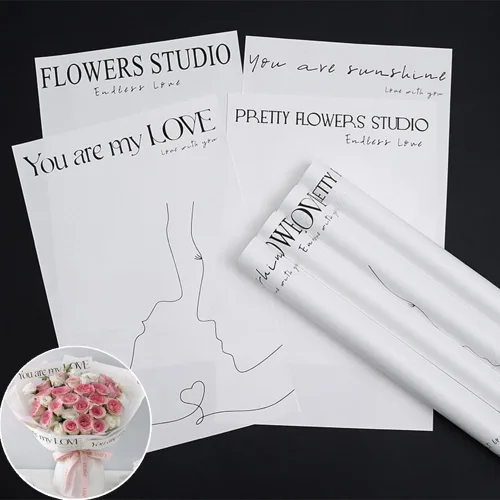 NatureMan Papel de regalo floral minimalista blanco de 40 hojas, suministros de ramo de floristería, papel de regalo de flores impermeable de 17.3 x