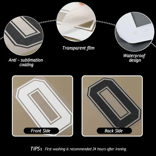 Miniatura 3 de WILLBOND 24 piezas de números para planchar, números de transferencia térmica de jersey del 0 al 9 para uniforme de equipo, camiseta de fútbol Blanco