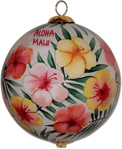 Miniatura 18 de Cornucopia Maui ornamento de Navidad de cristal pintado a mano con caja de regalo, recuerdo coleccionable CC/M