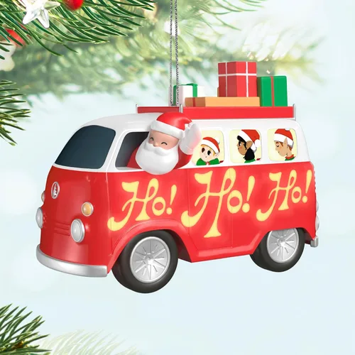 Miniatura 3 de Adorno de Navidad colgante de Hallmark Keepsake 2025, Papá Noel musical "Here Comes Santa Claus" con luz, regalos para coleccionistas de Papá Noel