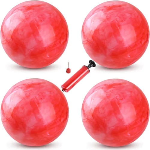 Miniatura 9 de 4 pelotas hinchables marmoleadas y 1 bomba de 9 pulgadas, bolas sensoriales inflables de playa, pelotas hinchables para el patio de recreo escolar
