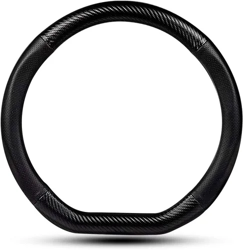 Miniatura 8 de HAOTULE Funda de volante de fibra de carbono y cuero en forma de D, elegante funda de cuero antideslizante para automóvil, interior de automóvil