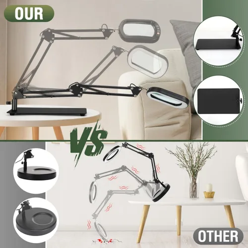 Miniatura 5 de Veemagni Lupa de Aumento 10X con Luz y Soporte, Vidrio Real Rectangular, 5 Modos de Color Regulables Lámpara de Escritorio LED 2 en 1 y Abrazadera