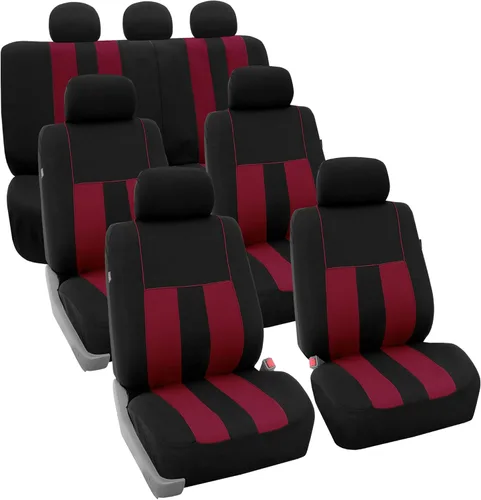 Miniatura 23 de FH Group - Juego completo de fundas para asientos de auto con rayas llamativas, ajuste universal para asientos delanteros de respaldo bajo, Verde
