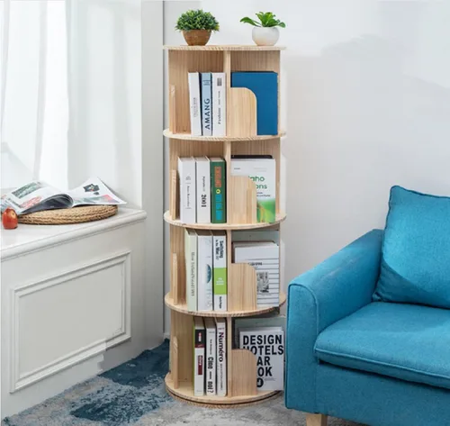 Miniatura 10 de Estantería de madera giratoria Heehee 360 Display, estante de pie con almacenamiento para niños y adultos, organizador multifuncional (blanco