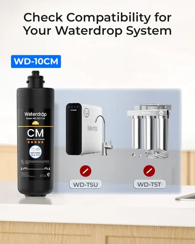 Miniatura 3 de Waterdrop WD-10CM - Filtro de agua de repuesto para Waterdrop TSB-CM Sistema de filtro de agua de 3 etapas debajo del fregadero, sistema de Satén