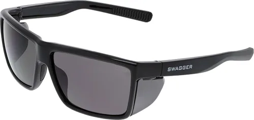 MCR Safety SR212 Swagger SR2 - Gafas de seguridad con almohadillas de goma termoplástica y protectores laterales desmontables, marco negro, lente