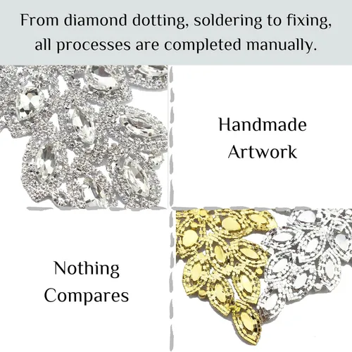 Miniatura 7 de PEARLY JUN Parches de apliques de cristal con diamantes de imitación para bricolaje, con cuentas, ropa de costura para cinturón de boda, vestidos