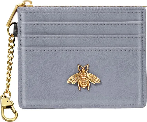Miniatura 93 de SEAVILIA Tarjetero llavero cartera para mujer con ventana de identificación RFID monedero regalo abeja delgada minimalista pequeña cartera