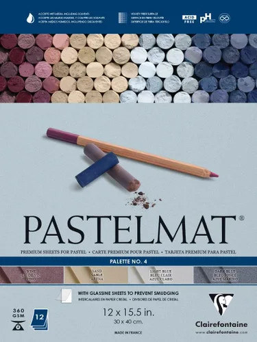 Miniatura 9 de Clairefontaine Pastelmat - Papel especial para pastel (encolado, 30 x 40 cm) - Paleta No. 5 - (12 x 15 3/4 pulgadas) - 360g - 12 hojas - Verde Verde