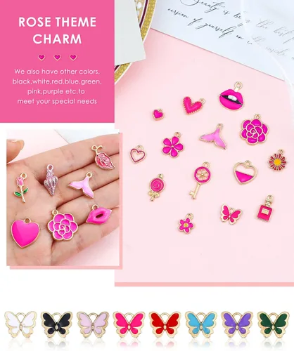 Miniatura 4 de YETOOME 30 dijes esmaltados chapados en oro surtidos, colgantes, colgantes para collares, pulseras, joyería y manualidades, Acero aleado, No es una