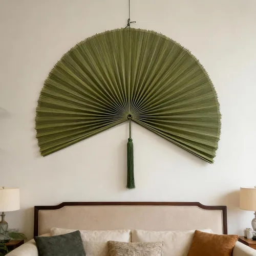 Miniatura 4 de ChumDecor Decoración de pared con abanico, ventilador gigante japonés, arte de pared grande de bambú para cabecera colgante bohemia, ventiladores