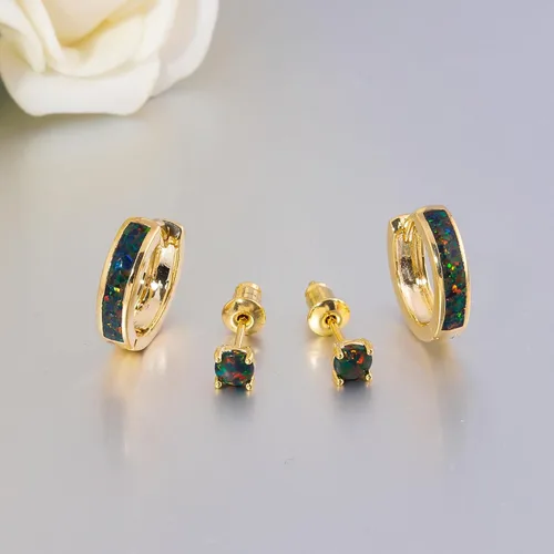 Miniatura 214 de CiNily Aretes Huggie de ópalo con bisagras, chapados en oro, hipoalergénicos, pequeños aretes de aro para mujeres, adolescentes, niñas, hombres