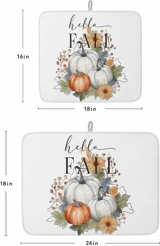 Miniatura 3 de Tapete de secado de platos para encimera de cocina, tapete escurridor de microfibra para biberón de bebé, calabaza gris y naranja de Acción