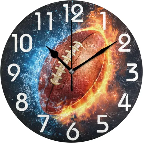 Miniatura 11 de Naanle Elegante reloj de pared redondo con estampado de bandera de Canadá, 9.5 pulgadas, funciona con pilas, reloj de escritorio analógico Coral