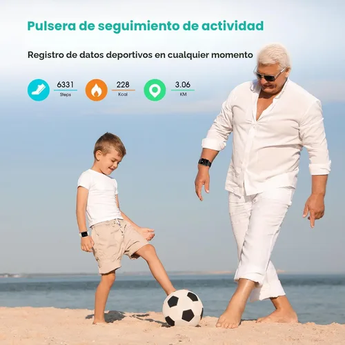 Miniatura 3 de Reloj podómetro, apto para personas mayores, no requiere aplicación/teléfono, reloj de seguimiento de fitness impermeable con contador de pasos